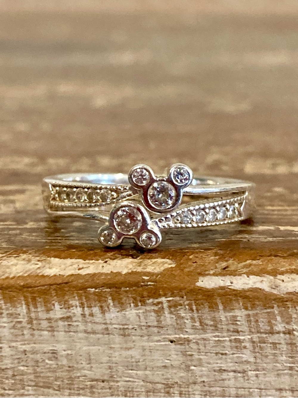 Sterling Silver 925 Disney Mickey Mouse Ring Clear Gem Size 8